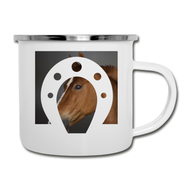 Pferde Emaille Tasse - PFERD Pferde Hufeisen