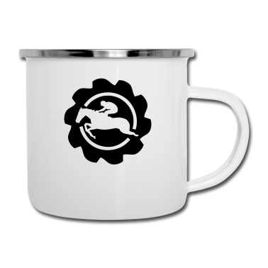 Pferde Emaille Tasse - Pferd Pferd Logo Banniere Stempel Pferde