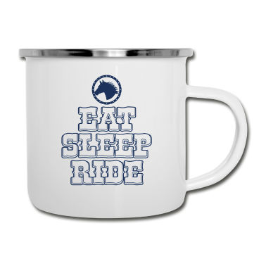 Pferde Emaille Tasse - Pferde Reiten Pferde Reiten Pferde Reiten