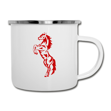 Pferde Emaille Tasse - Pferd