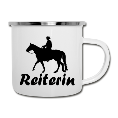 Pferde Emaille Tasse - Pferd