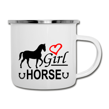 Pferde Emaille Tasse - Pferd