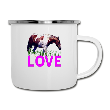 Pferde Emaille Tasse - Pferd