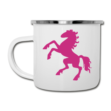 Pferde Emaille Tasse - pferd
