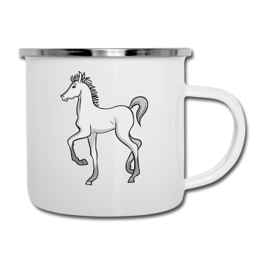 Pferde Emaille Tasse - Pferd