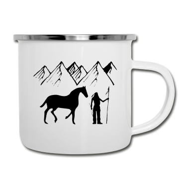 Pferde Emaille Tasse - Pferd