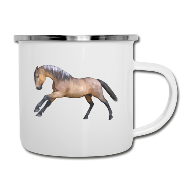 Pferde Emaille Tasse - Pferd
