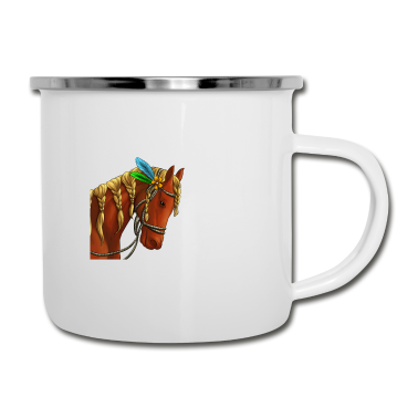 Pferde Emaille Tasse - Pferd