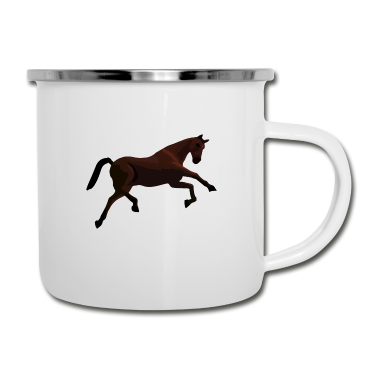 Pferde Emaille Tasse - Pferd