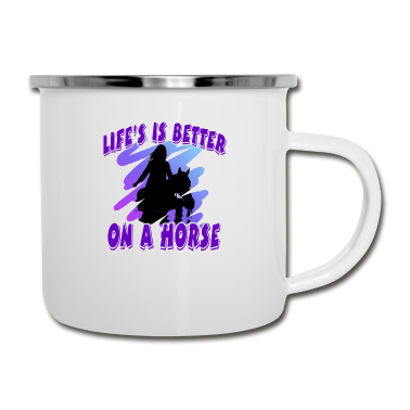 Pferde Emaille Tasse - Pferd