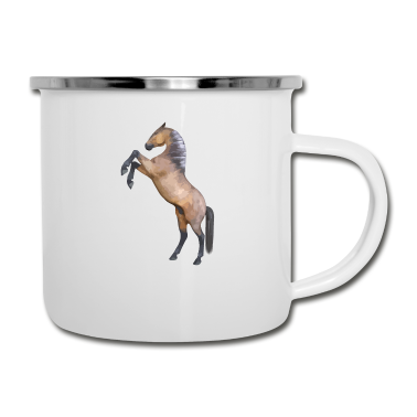 Pferde Emaille Tasse - Pferd