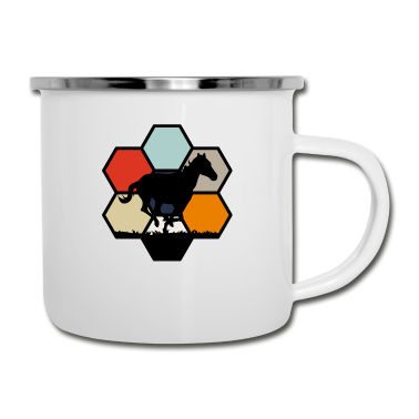 Pferde Emaille Tasse - Pferd