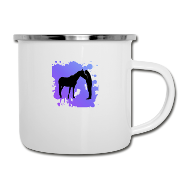 Pferde Emaille Tasse - Pferd