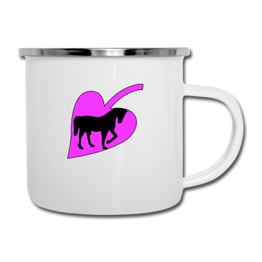 Pferde Emaille Tasse - Pferd