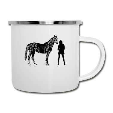 Pferde Emaille Tasse - Pferd