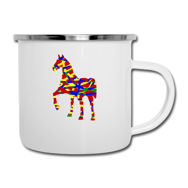 Pferde Emaille Tasse - Pferd