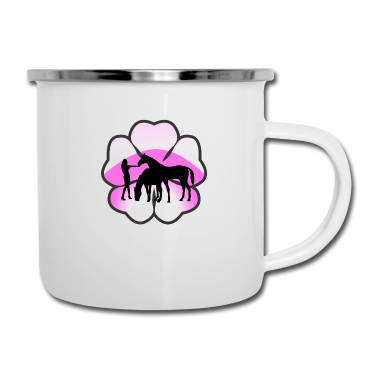 Pferde Emaille Tasse - Pferd