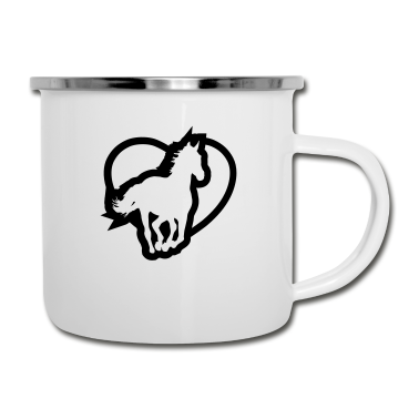 Pferde Emaille Tasse - Ein pferd