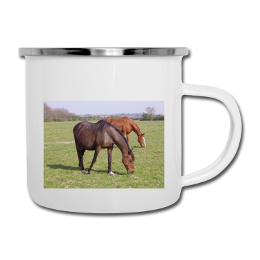 Pferde Emaille Tasse - Pferde