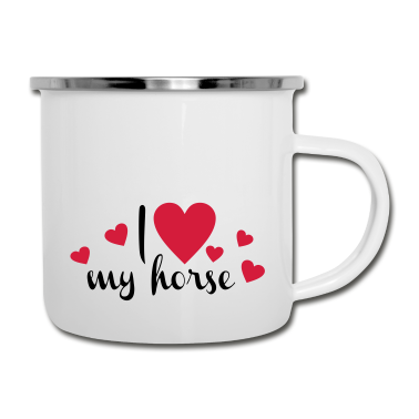 Pferde Emaille Tasse - Pferd