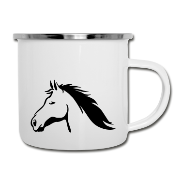 Pferde Emaille Tasse - Pferd