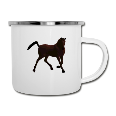 Pferde Emaille Tasse - Pferd