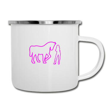 Pferde Emaille Tasse - Pferd
