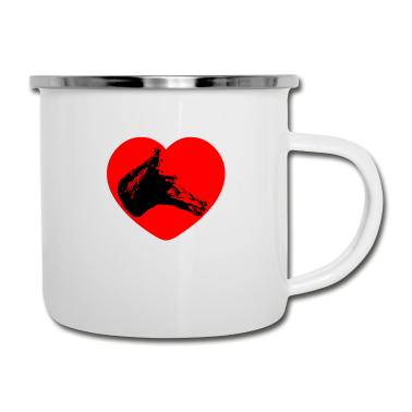 Pferde Emaille Tasse - Pferd