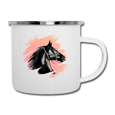 Pferde Emaille Tasse - Pferd
