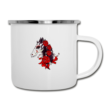 Pferde Emaille Tasse - Pferd