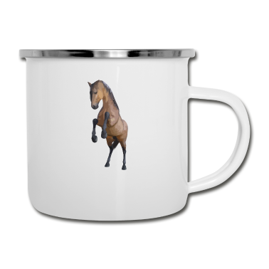 Pferde Emaille Tasse - Pferd