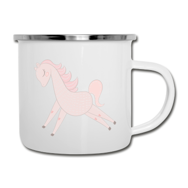 Pferde Emaille Tasse - Pferd
