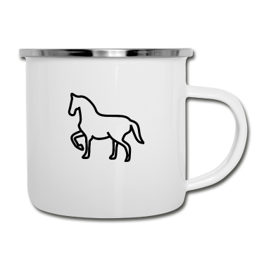 Pferde Emaille Tasse - Pferd