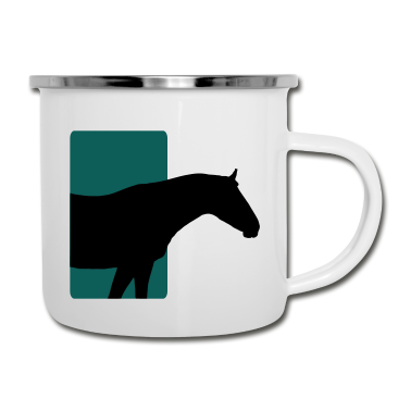 Pferde Emaille Tasse - Pferd
