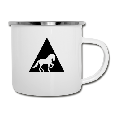 Pferde Emaille Tasse - Pferd