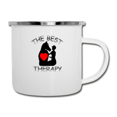 Pferde Emaille Tasse - Pferd