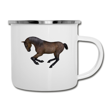 Pferde Emaille Tasse - Pferd