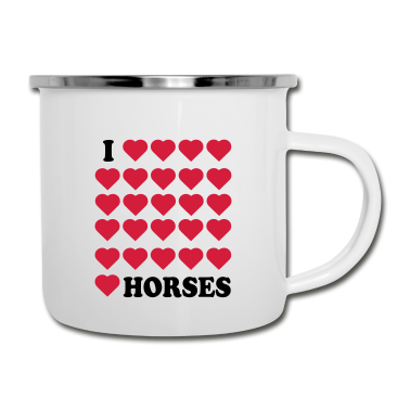 Pferde Emaille Tasse - Pferd