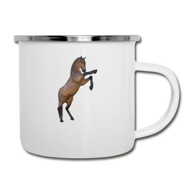 Pferde Emaille Tasse - Pferd