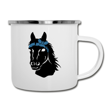 Pferde Emaille Tasse - Pferd Pferdekopf Pferde
