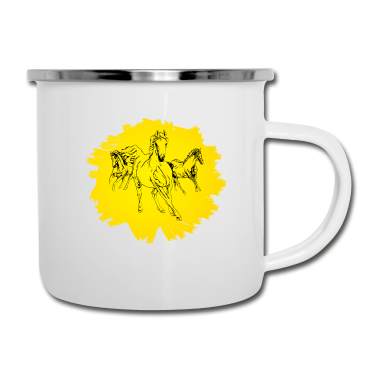 Pferde Emaille Tasse - Pferde