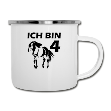 Pferde Emaille Tasse - Pferd