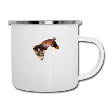 Pferde Emaille Tasse - Pferde