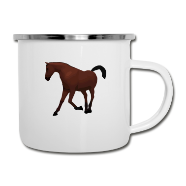 Pferde Emaille Tasse - Pferd