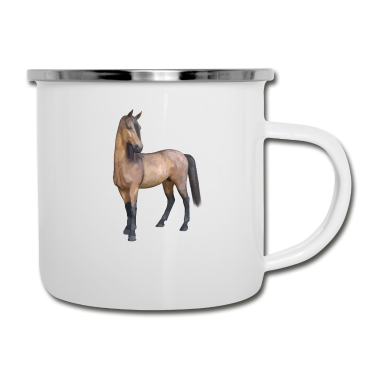 Pferde Emaille Tasse - Pferd