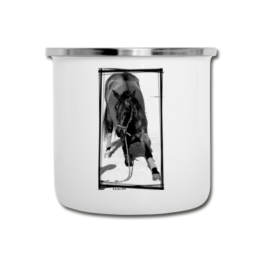Pferde Emaille Tasse - Pferd