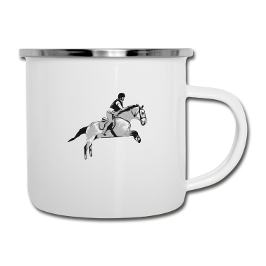 Pferde Emaille Tasse - Pferd