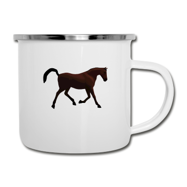 Pferde Emaille Tasse - Pferd