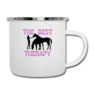 Pferde Emaille Tasse - Pferd