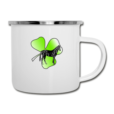 Pferde Emaille Tasse - Pferd